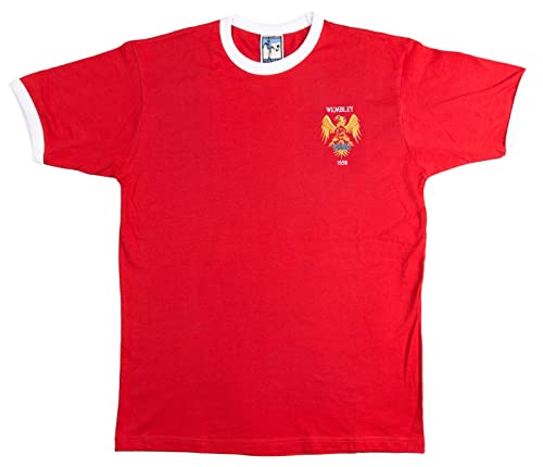 Manchester U. 1958 Retro-Fußball-T-Shirt, besticktes Logo (XL) von Old School Football