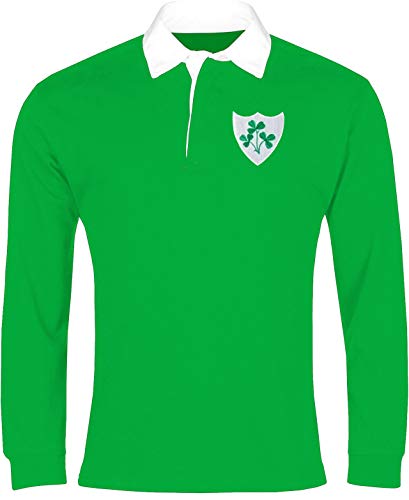 Old School Football Irland 1970er Rugby-Shirt, langärmelig, besticktes Logo, Größe S von Old School Football