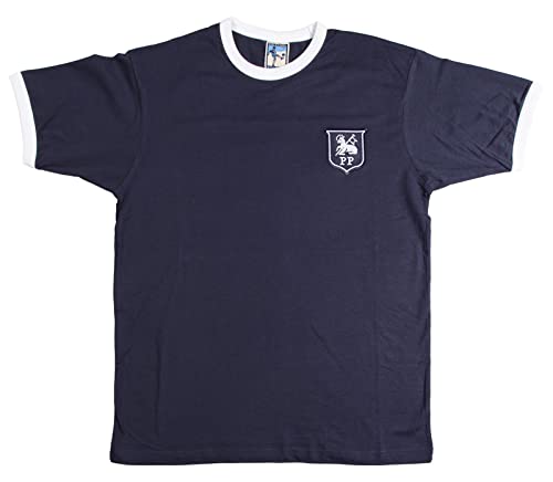 Preston North End 1940–60 T-Shirt, Retro, besticktes Logo, Größe XL, Marineblau von Old School Football