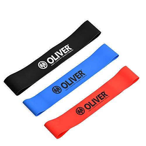 Oliver – 3er Set Rubber-O Fitnessbänder in Stark, Extra Stark & Max. Stark – Widerstandsbänder aus 100% Latex – Resistance Band für Widerstandstraining, Stretching, Floorwork & Bauch, Beine, Po von Oliver