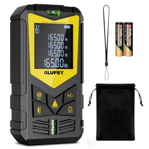 OLUFEY Laser-Entfernungsmesser, 50 m, tragbar, digital, IP54, Entfernungsmesser mit Wasserwaagen und LCD-Display mit Hintergrundbeleuchtung von Olufey