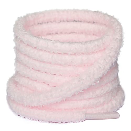 Olukssck 2 Paar Fluffy Laces Rund, Universal Weiche Flauschige Schnürsenkel, Anti-Rutsch Plüsch Schnürsenkel für Sportschuhe, Sneaker & Laufschuhe, Rosa,120cm von Olukssck