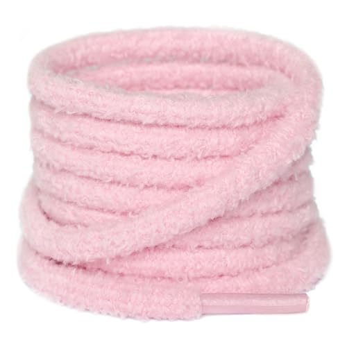 Olukssck 2 Paar Fluffy Laces Rund, Universal Weiche Flauschige Schnürsenkel, Anti-Rutsch Plüsch Schnürsenkel für Sportschuhe, Sneaker & Laufschuhe, Warmes Rosa,140cm von Olukssck