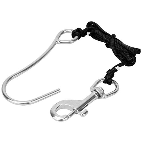 Omabeta Tauchhaken,Tauchriffhaken Reef Drift Hooks Tauchclips Karabinerhaken Scuba Reef Hook mit Line Edelstahl Clip Single Reef Hook, für Drift Diving(Black) von Omabeta