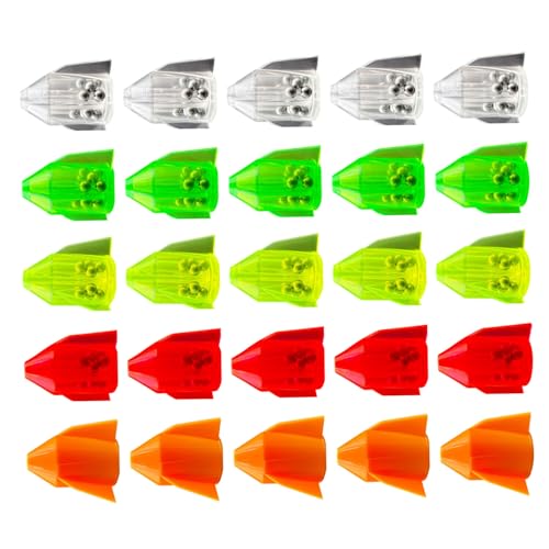 25 pcs Wels Köder Köder Köder aufgeladene Design Wels Rasseln Plastikfischköder Tragbare Fischereiperlen Multifunktionale Fischereiglocken für das Outdoor-Fischen (klar, grün, gelb, rot, orange) von OnIUeZky