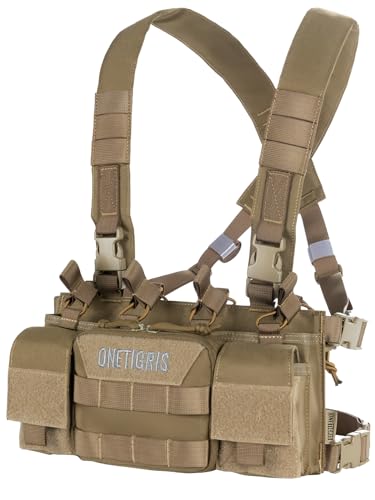 OneTigris CORDURA Chest Rig MOLLE Taktische Funktionsweste |MEHRWEG Verpackung (Coyote Braun) von OneTigris