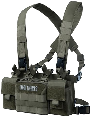 OneTigris CORDURA Chest Rig MOLLE Taktische Funktionsweste |MEHRWEG Verpackung (Ranger Grün) von OneTigris