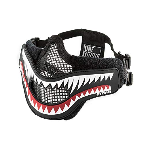 OneTigris X Storm Airsoft Mask mit Entfernbarem Hai-Kiefer Morale Patch für Softair Paintball CS von OneTigris