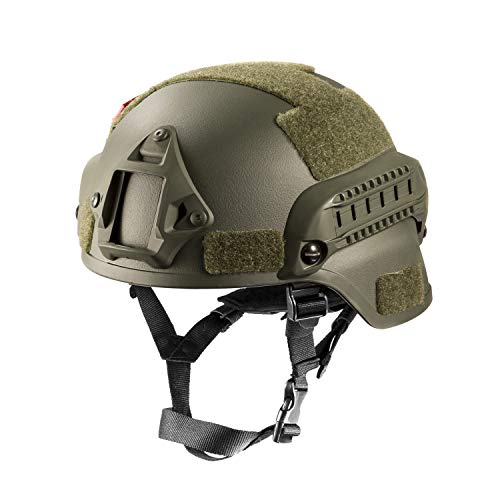OneTigris Mich 2000 Aktion Version Taktische Helm ABS Helm mit NVG Halterung und seitliche Schienen (Armee Grün) von OneTigris