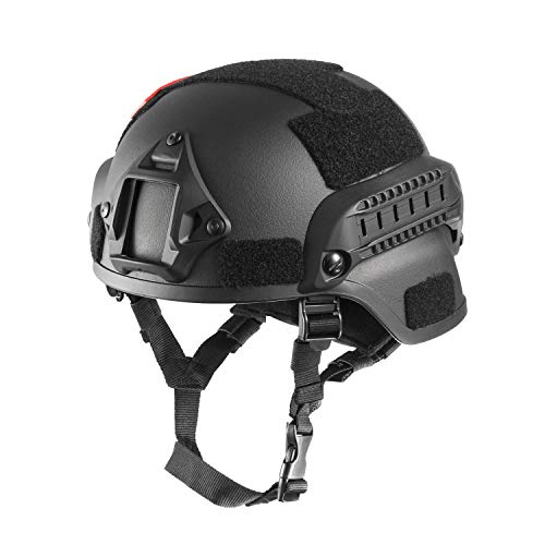 OneTigris Mich 2000 Aktion Version Taktische Helm ABS Helm mit NVG Halterung und seitliche Schienen (Schwarz) von OneTigris