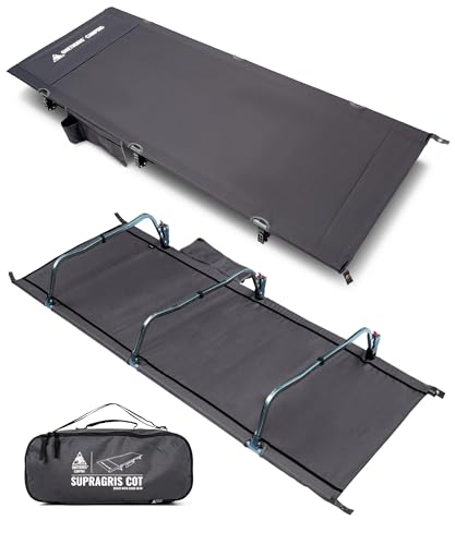 OneTigris SUPRAGRIS Feldbett klappbar, tragbar Campingbett faltbar leicht, Klappbett Camping bis 180 kg für Zelt, Outdoor, Reisen, Garten, Büro(190 × 70 × 18 cm)-Grau von OneTigris