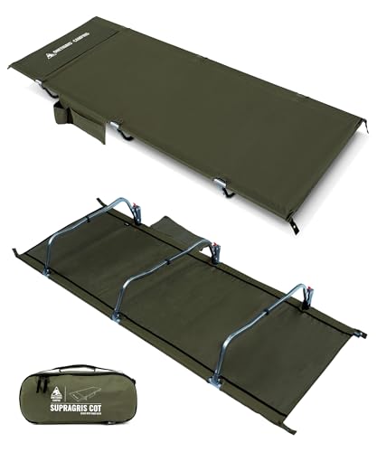 OneTigris SUPRAGRIS Feldbett klappbar, tragbar Campingbett faltbar leicht, Klappbett Camping bis 180 kg für Zelt, Outdoor, Reisen, Garten, Büro(190 × 70 × 18 cm)-Ranger Grün von OneTigris