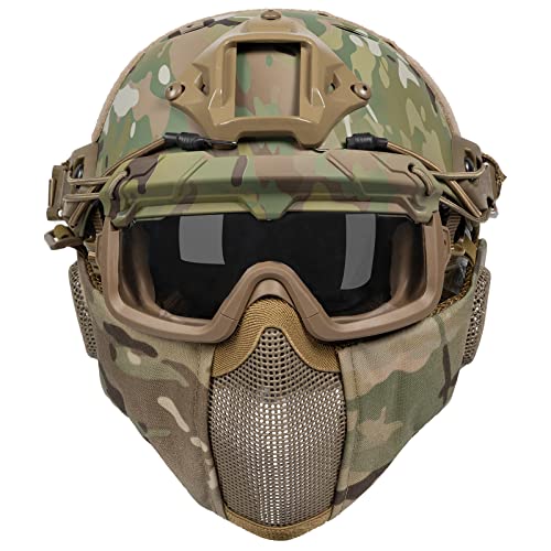 OneTigris Airsoft Helm, Mich 2000 Paintball Helm mit Maske und Schutzbrille für Airsoft Paintball von OneTigris