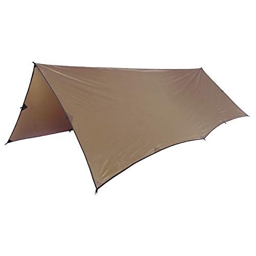 OneTigris Wasserdicht Leichte Ripstop Tarp/Sonnensegel für Camping Wandern 3 × 3m Kompakt Vielseitig Durable Backpacking Persenning (Braun) von OneTigris