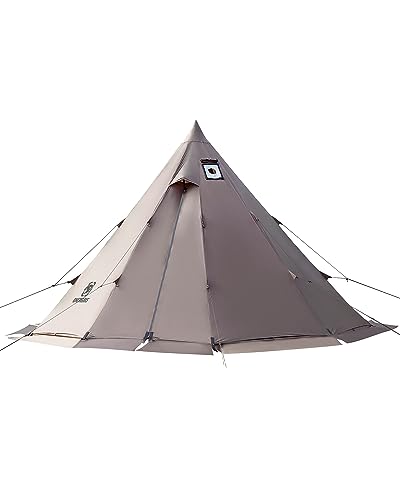 OneTigris Zelt Tipi Zelt Firstzelte für 4-6 Personen Pyramidenzelt mit Zeltstange 4 Jahrzeit Campingzelt 3000 mm Wassersäule für Outdoor, Camping, Wandern, Trekking von OneTigris