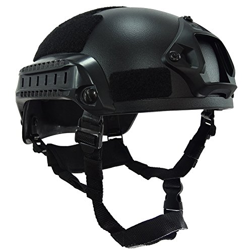 onetigris Binokular Softair Paintball Mich 2001 Action Version Tactical Helm mit NVG Halterung und Seitenschienen, schwarz von OneTigris