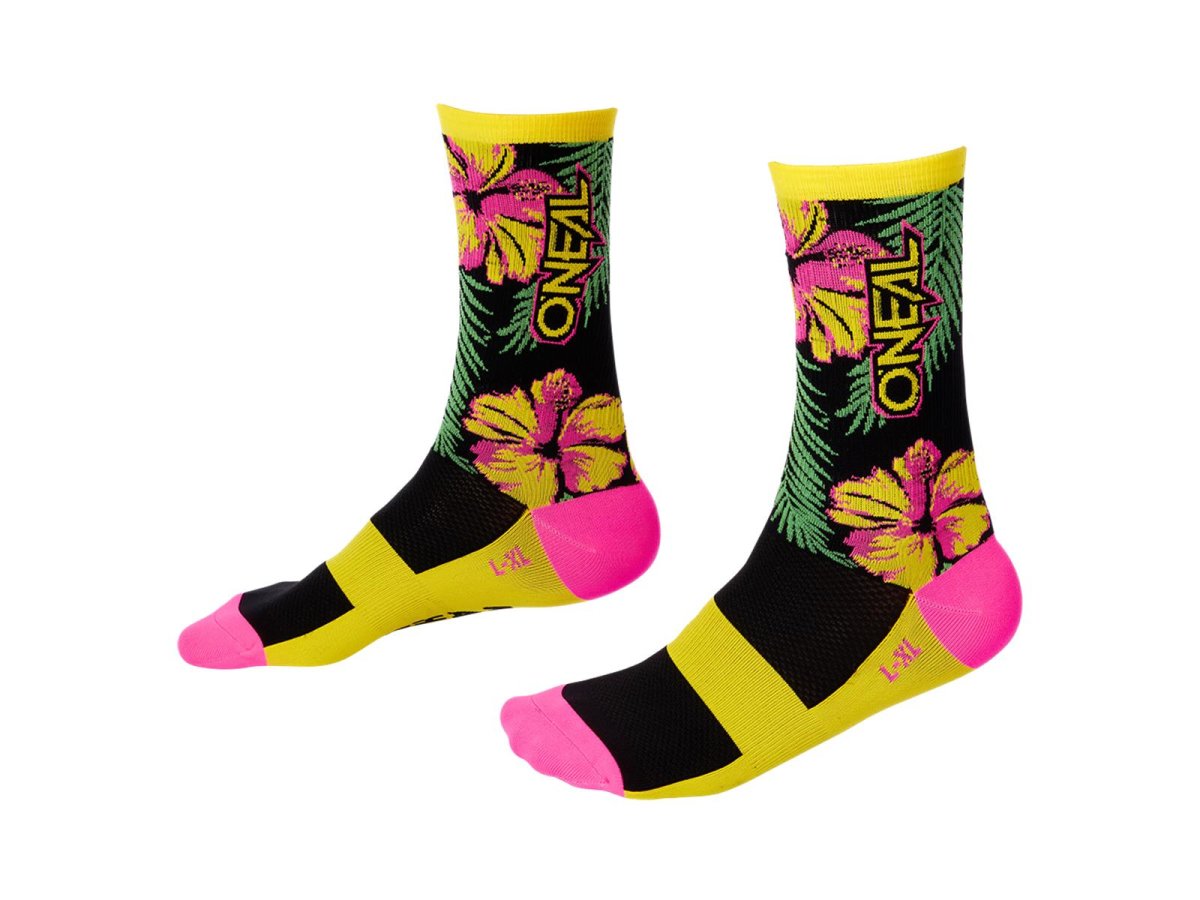Oneal MTB Performance Sock ISLAND rosa/grün/gelb von Oneal