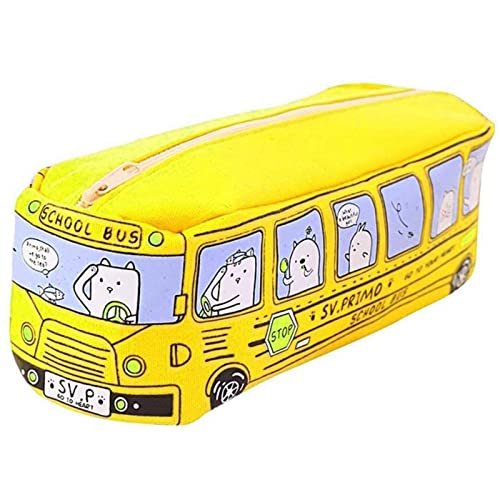 Oneroomone Bus Federmäppchen, Kreative Reizende Bus, Student Kleintier Bus Leinwand, für Büro-Schreibetui, Make Up Stift und Bürstentasche, Gelb von Oneroomone