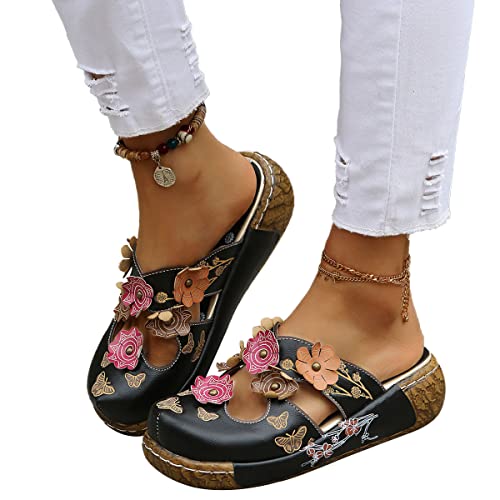 Onsoyours Clogs Damen Hausschuhe Gartenschuhe Sommer Freizeit Slides Sandalen Outdoor Flach Pantoletten Strand Sportschuhe von Onsoyours