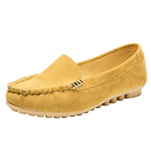 Onsoyours Damen Loafer Bequeme Flacher Mokassins Slippers Schuhe Faltbare Klassische Loafer A Gelb 39 EU von Onsoyours