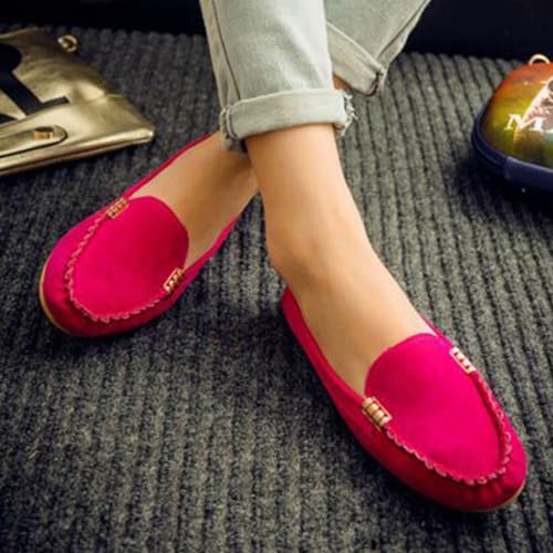 Onsoyours Damen Mokassin Slippers Schuhe Faltbare Klassische Loafer A Rose Rot 39 EU von Onsoyours