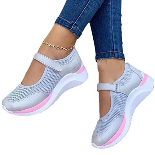 Onsoyours Damen Schuhe Mesh Plateau Freizeitschuhe Walkingschuhe Sommer Turnschuhe Runde Zehen Schuhe Sneaker Outdoor Beiläufige Atmungsaktive Sandalen A Rosa 39 EU von Onsoyours