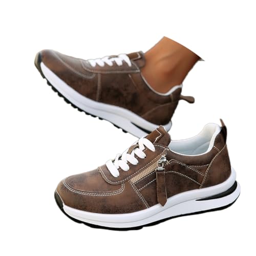 Onsoyours Damen Sneakers Plateau Trainer Schuhe Walkingschuhe Atmungsaktiv Turnschuhe Laufschuhe Schnürer Sportschuhe Freizeitschuhe A Braun 39 EU von Onsoyours