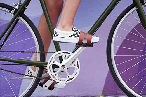 Oopsmark Lederpedalgurt Zehenriemen für Fahrradpedale mit Fester Gang (Braun) von Oopsmark