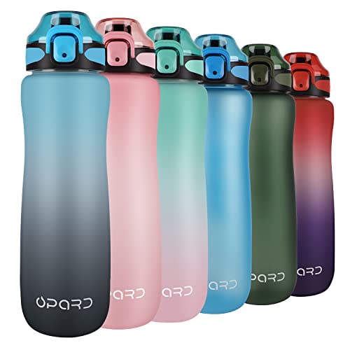 Opard 1L Trinkflasche Sport mit motivierender Zeitmarkierung und auslaufsicherem Klappdeckel, BPA-frei, wiederverwendbar, Tritan für Fitnessstudio und Outdoor von Opard