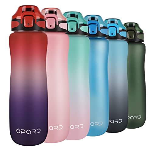 Opard 1L Trinkflasche Sport mit motivierender Zeitmarkierung und auslaufsicherem Klappdeckel, BPA-frei, wiederverwendbar, Tritan für Fitnessstudio und Outdoor von Opard