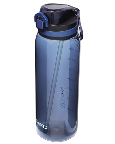Opard Peak 700 ml/1000 ml Trinkflasche mit Strohhalm, BPA-frei, Auslaufsichere Flasche mit Klappdeckel von Opard