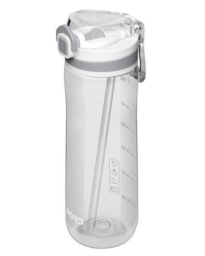 Opard Peak 700 ml/1000 ml Trinkflasche mit Strohhalm, BPA-frei, Auslaufsichere Flasche mit Klappdeckel von Opard