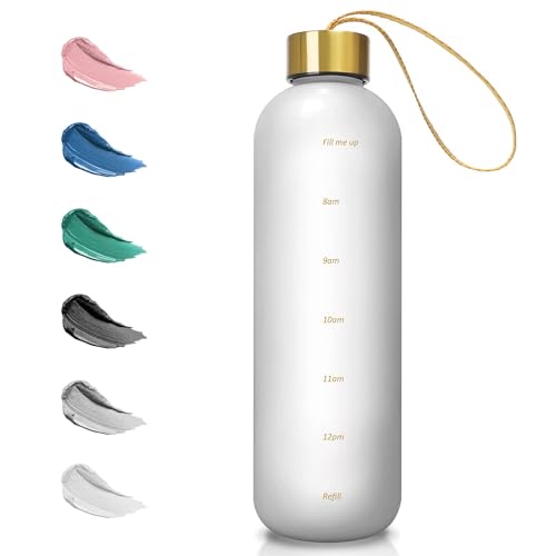 Opard Trinkflasche, 1L/800ml Wasserflasche, Auslaufsichere Water Bottle, BPA Frei Sportflasche Zeitmarkierung Wasser Flasche von Opard