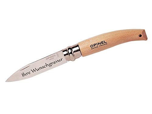 OPINEL Gärtnermesser, N° 8, mittelspitz, rostfrei, mit Namensgravur auf der Klinge von OPINEL
