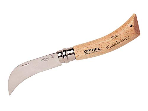 Opinel Gärtnermesser, rostfrei, Buchenholzgriff (mit Gravur auf dem Griff, 11 cm) von Opinel