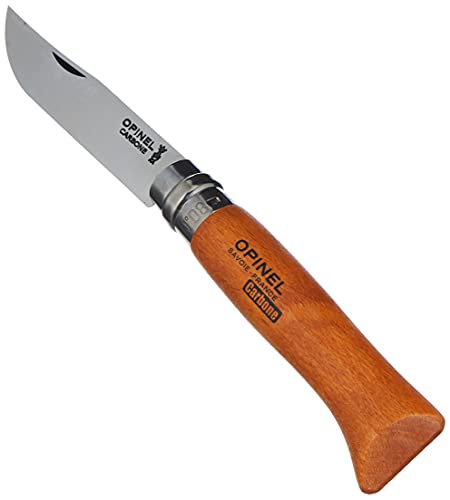 Opinel 113080 Carbon Erwachsene Messer-Größe 8-Nicht rostfrei, Natur, N° 08, Hartholz Braun von Opinel