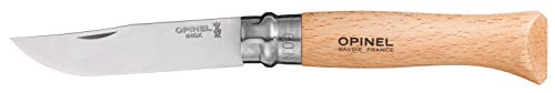 Opinel Messer Nr. 9, Edelstahl, Tradition, 12 cm langer Griff aus Buchenholz, drehbarer Ring von Opinel