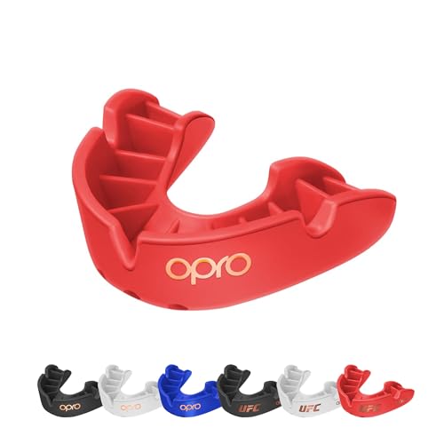 OPRO Bronze Level Sport-Mundschutz für Erwachsene und Kinder mit Hülle, neues Anpassungswerkzeug, Zahnschutz für Hockey, Lacrosse, Rugby, Kampfsport, Boxen, Handball (Blau, Erwachsene) von Opro