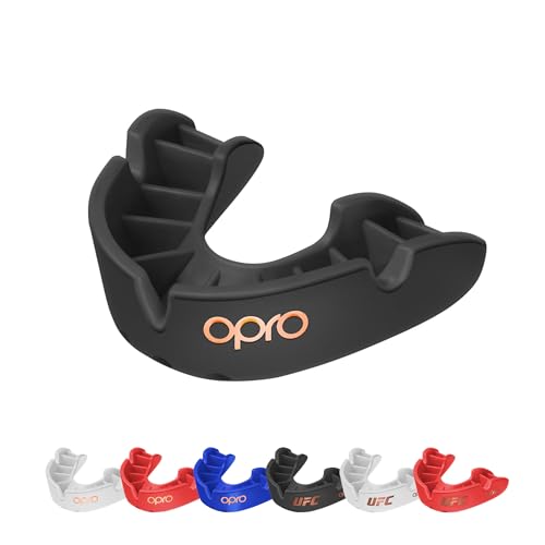 OPRO Bronze Level Sport-Mundschutz für Erwachsene und Kinder mit Hülle, neues Anpassungswerkzeug, Zahnschutz für Hockey, Lacrosse, Rugby, Kampfsport, Boxen, Handball (Blau, Jugend) von Opro