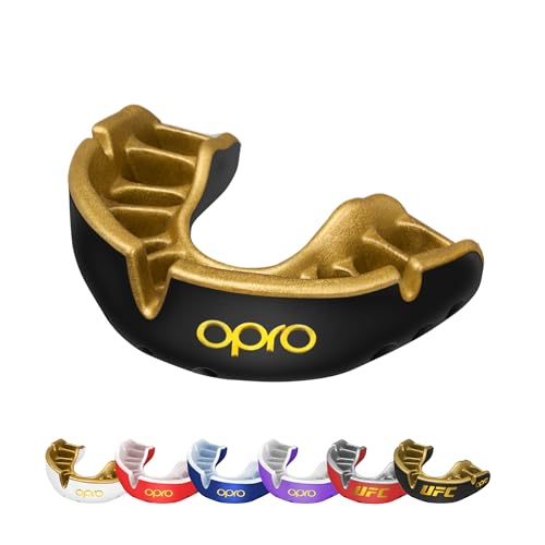 OPRO Gold Level Mundschutz für Erwachsene und Jugendliche, neues Anpassungswerkzeug für Boxen, Rugby, Hockey, Lacrosse (Schwarz, Jugend) von Opro