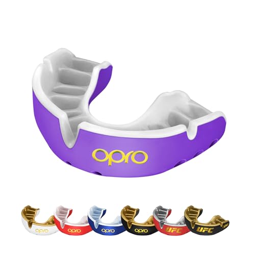 OPRO Gold Level Mundschutz für Erwachsene und Jugendliche, neues Anpassungswerkzeug für Boxen, Rugby, Hockey, Lacrosse (Violett, Jugend) von Opro