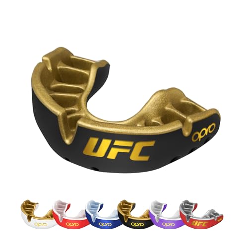 OPRO Gold Level UFC-Mundschutz, Sport-Mundschutz für Erwachsene und Jugendliche, neue Anpassungstechnologie für UFC, Boxen, Kampfsport, BJJ (UFC - Schwarz, Jugend) von Opro