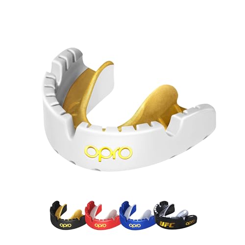 OPRO Gold Level Zahnspangen-Mundschutz, Sport-Mundschutz für Erwachsene, neues Anpassungswerkzeug für Boxen, Handball, Kampfsport, Hockey (Weiß) von Opro