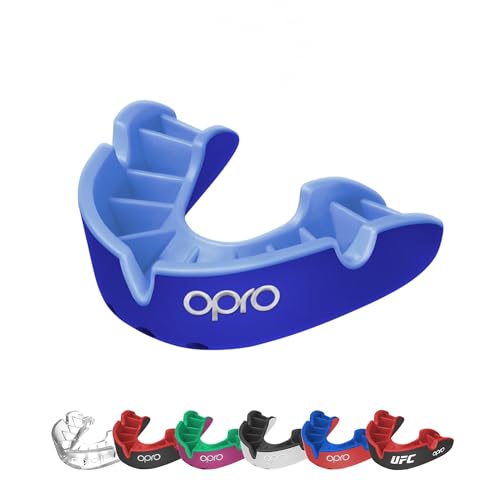 OPRO Silver Level Sport-Mundschutz für Erwachsene und Jugendliche, Zahnschutz mit neuem Anpassungswerkzeug für Hockey, Rugby, Boxen (Blau, Jugend) von Opro