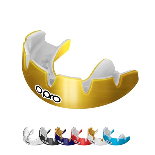OPRO Instant Custom-Fit Zahnspangen-Mundschutz, Zahnarzt-Mundschutz mit revolutionärem Passformkäfig, ultimativem Komfort, Schutz und Passform, Zahnspangen-Zahnschutz für Rugby, Boxen, MMA (Gold) von Opro