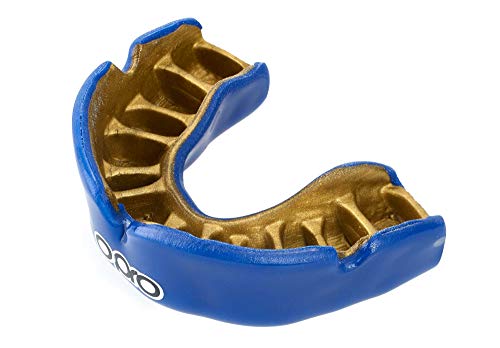 Opro Power Fit Einfarbiger Mundschutz für Erwachsene (individuelle Passform), Blau/Gold von Opro