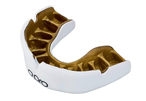 Opro Power Fit Mundschutz für Erwachsene, einfarbig, Weiß/Gold von Opro