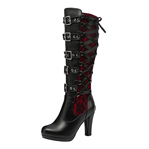 Optusly Damen Overknee Stiefel Beiläufig Stretch Boots Pumps Basic Hohe Stiefel Plateau Stretchmaterial Stretch Kniehohe Stiefel Schlupfstiefel von Optusly