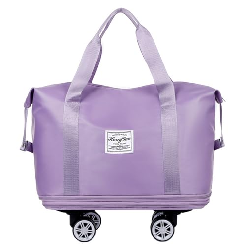 OralGos Faltbare Gepäcktasche, erweiterbar, Rolltasche mit Rolltuch, Trocken-Nass-Trennung, große Kapazität, Wochenendtasche, hellviolett von OralGos