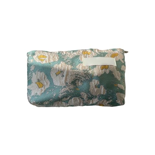 OralGos Make-up-Tasche mit trendigem Aufdruck, große Reisetasche mit Reißverschluss, Blumendruck, Kulturbeutel für Damen, Sanfte grüne Unterseite von OralGos